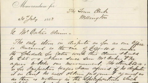 Claim for Extras in Race Contract - W F Oakes - Wellington City Council Archives, 00233-1883/6336