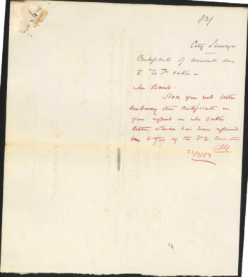 Claim for Extras in Race Contract - W F Oakes - Wellington City Council Archives, 00233-1883/6336