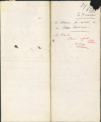 Claim for Extras in Race Contract - W F Oakes - Wellington City Council Archives, 00233-1883/6336