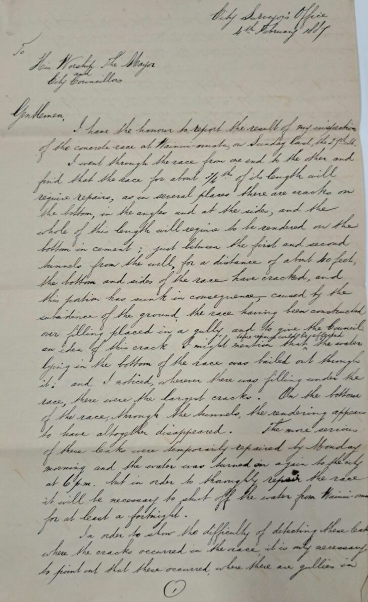Loughrey City Surveyor Written Letter 1 - Wellington City Council Archives, 00233-1887/243