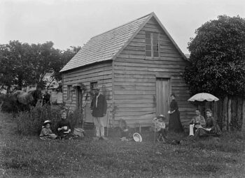 McIlvride family c1888 - Wainui-o-mata, Hutt County. Halse, Frederick James, 1863-1936 : Collection of negatives. Ref: 1/2-010353-G. Alexander Turnbull Library, Wellington, New Zealand. /records/22788685