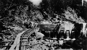 L3532 Orongorongo tracks and weir - 1920s - WHMS: L3532