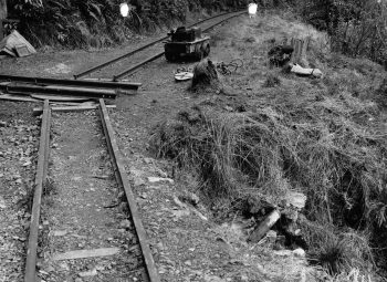 L3706 Tunnel entrance - showing three tracks & 4-wheel bogey, Orongorongo River side - 1970 - WHMS: L3706
