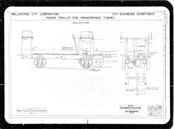 Power Trolley for Orongorongo Tunnel - c1946 - Wellington City Council Archives, 00107-9546
