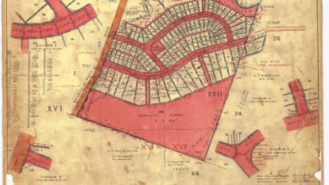 The surveyed subdivision plan from 1945 outlines the development of Hine & Homedale Road, as well as Poole Crescent.