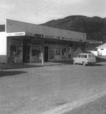 Norfolk Street Shops (Bookshop, Butcher - Honey St end) Wainuiomata - c1963 - WHMS: B545, ex Jack Logan