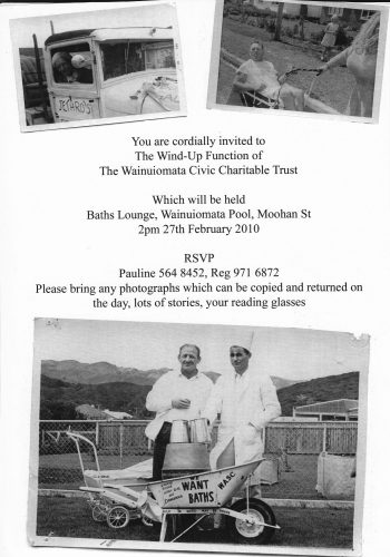 Invitation to Wind-up of WOA Civic Charitable Trust at the Baths Lounge Moohan Street, WOA - 27 Feb. 2010 - WHMS: T4403