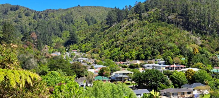 Sunny Grove Wainuiomata. A kittyhawk plane crashed to the left of Sunny Grove near the ridge at the back - 2023 - © wainuiomata.net