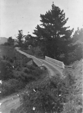Wainuiomata School Bridge circa 1916, Lower Hutt, Wellington. Burdan, Claude Oswald, 1896-1972 :Photographs chiefly of Wainuiomata. Ref: 1/2-060602-F. Alexander Turnbull Library, Wellington, New Zealand. /records/22738393