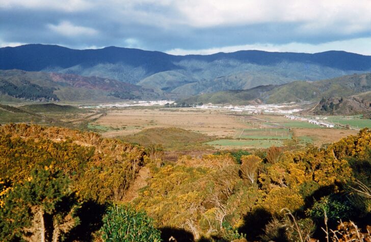 View of Wainuiomata Valley circa 1958. Photographer: Derek Simpson