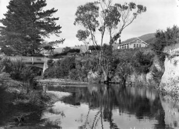 Wainuiomata River and School, Circa 1920 [Public Domain]