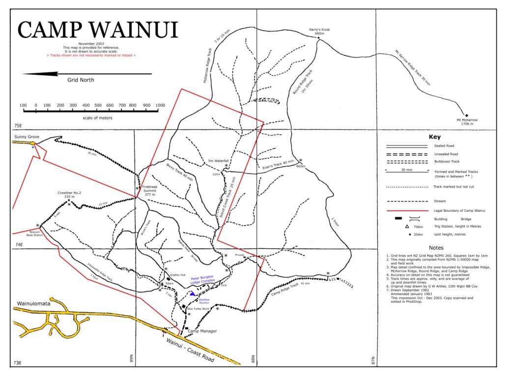 Camp Wainui Tracks and Creeks - 2003 - © https://campwainui.co.nz/