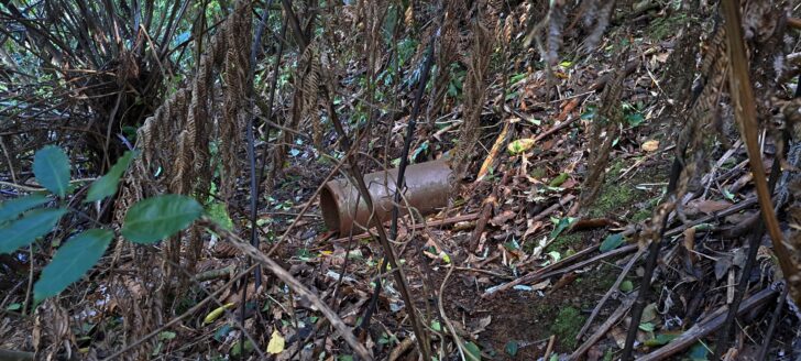 Pipe remnant located on Water Race Track - 2025 - © wainuiomata.net