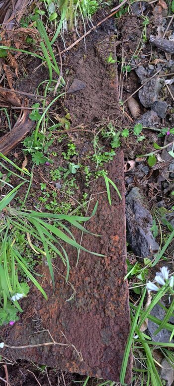 Old steel plate located at the Venturi Meter House site - 2025 - © wainuiomata.net
