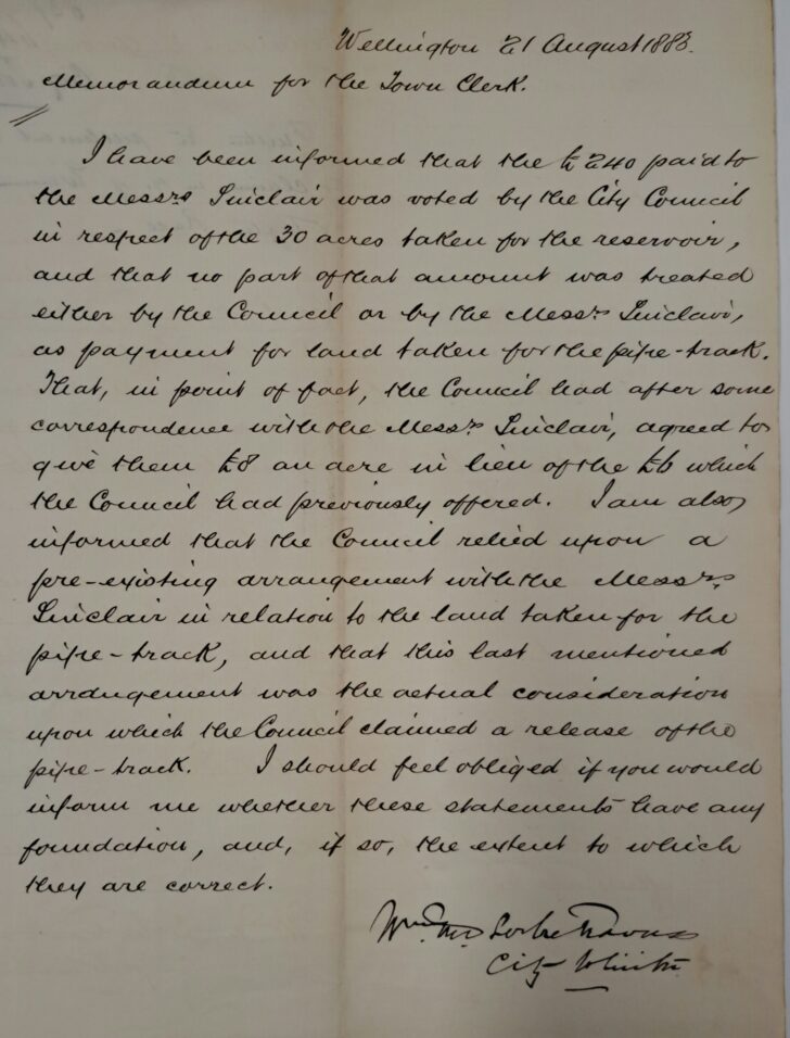 Payment for Land Taken for the Pipe Track - Wellington City Council Archives, 00233-1883/6421